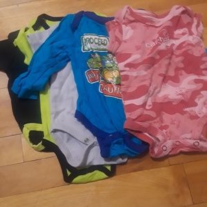 5 onesies 0-3 months,  one long sleeve